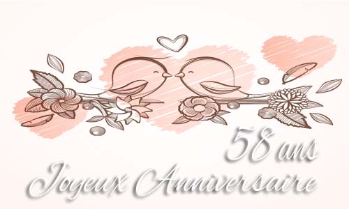 Carte Anniversaire Mariage 58 Ans Branche Oiseau